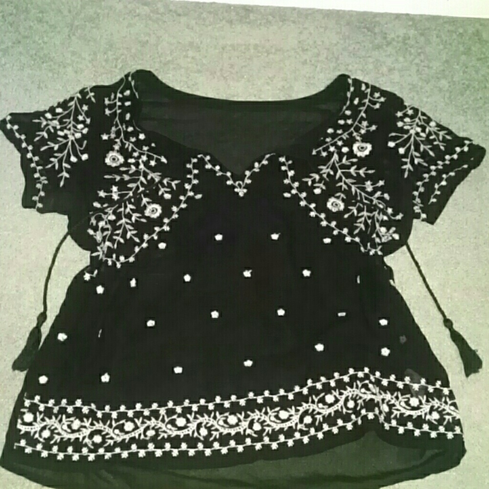 Sheer, Embroidered Top
